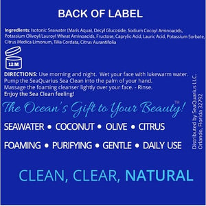 SeaQuarius Skincare - Facial Cleanser - The Sea Clean - Foaming And Purifying Facial Wash