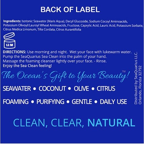 SeaQuarius Skincare - Facial Cleanser - The Sea Clean - Foaming And Purifying Facial Wash
